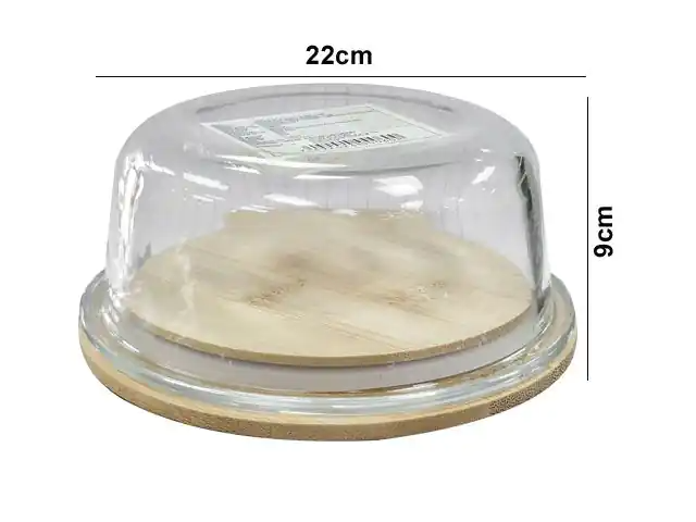 QUESERA BAMBOO &amp; VIDRIO 544329 / BXH00026-1 (22.1 x 22.1 x 9.5cm / 1.7lt)