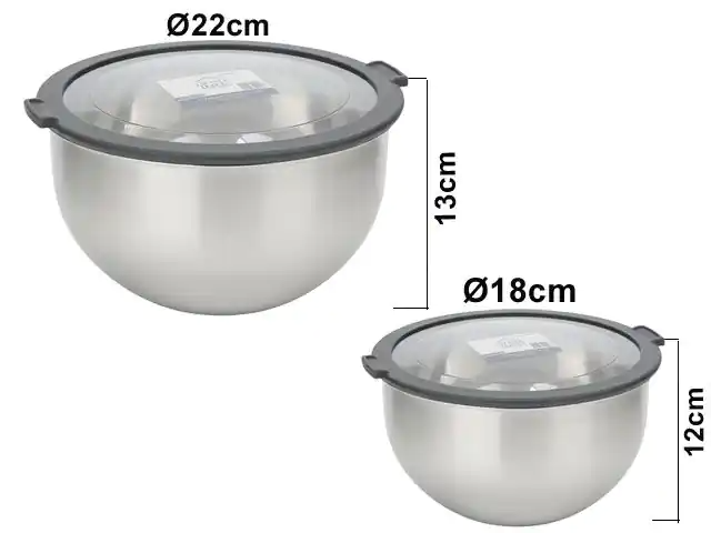SET CONTENEDOR DE ACERO INOX 2PZS 528534 / KSS250365/364 (18 x 12cm / 22 x 13cm)
