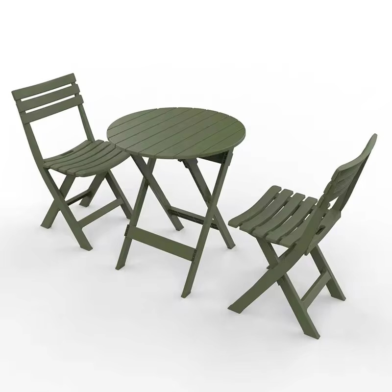 SET MESA Y 2 SILLAS PLEGABLES PARA TERRAZA VERDE A-12VD (46 x 41.5 x 77 x 44.5cm / 60 x 75cm)