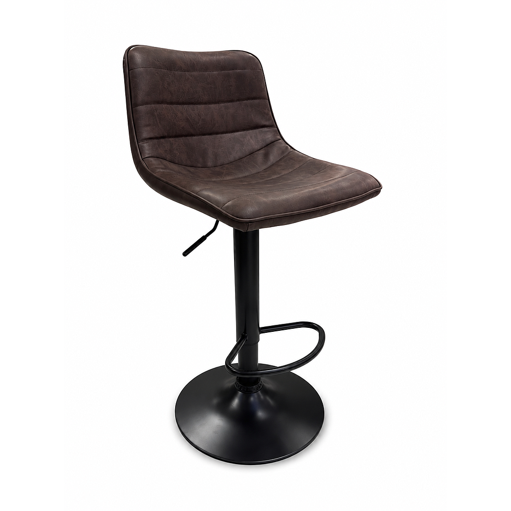 TABURETE CAMERUN CUERINA CAFE OSCURO BASE NEGRA BC-081CO (42 x 42.5 x 59 - 86cm)