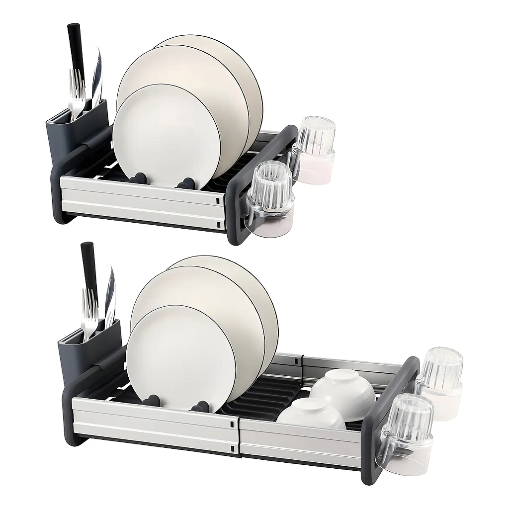 ESCURRIDOR DE PLATOS ALUMINIO EXTENDIBLE 1HM48-27 (61.5 x 35 x 16cm)