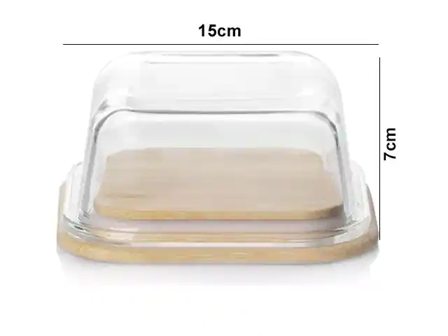 QUESERA BAMBOO &amp; VIDRIO 928292 / BXH00030-3 (15.4 x 15.4 x 6.3cm / 500ml)