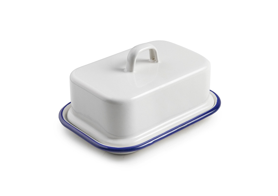 MANTEQUILLERA VINTAGE BLANCA HIERRO ENLOZADO IB 905800 (17 x 12 x 6cm)