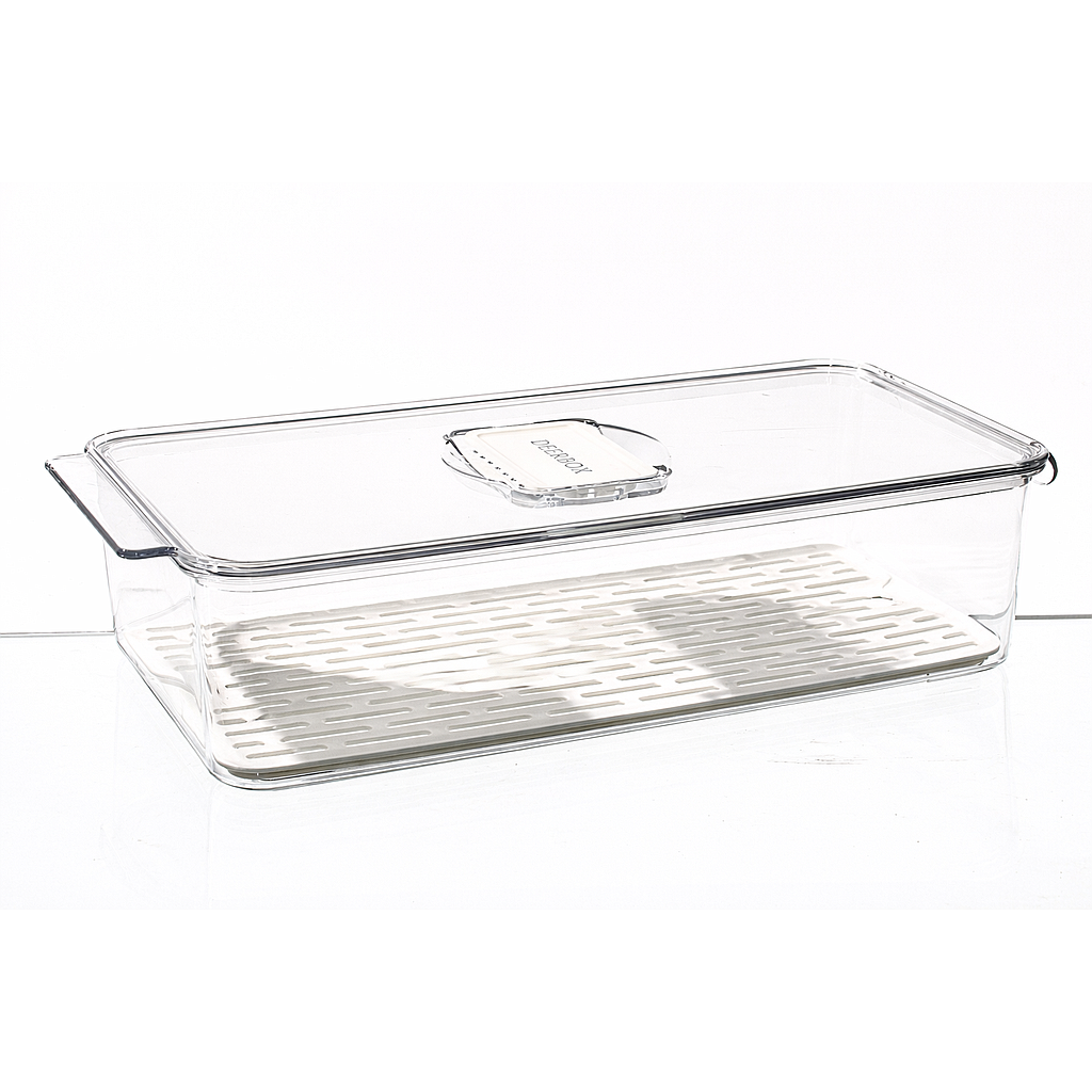 CONTENEDOR MULTIUSO RECTANGULAR CON TAPA PT406 (7.5 x 31.5 x 16.5cm)