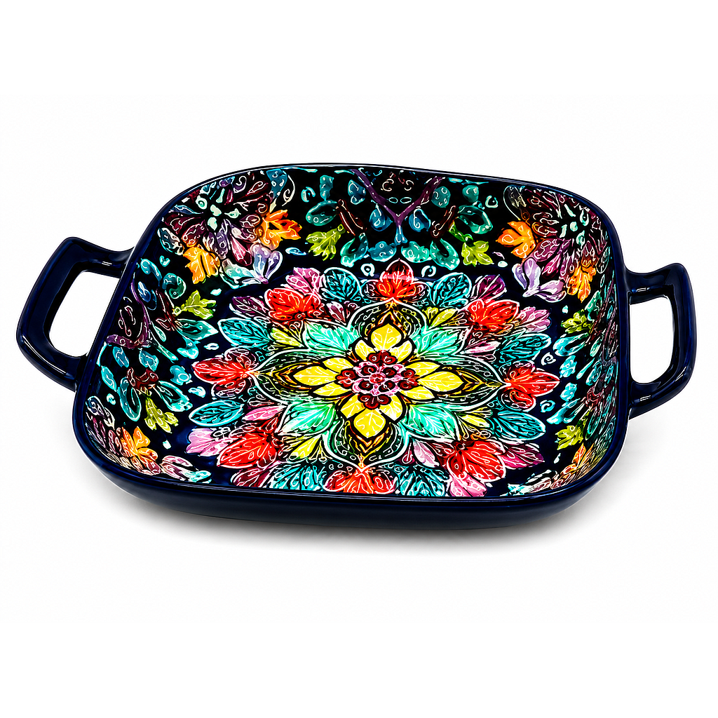 PLATO PARA SERVIR CUADRADO DISEÑO MEXICO F24596 (19 x 19cm)