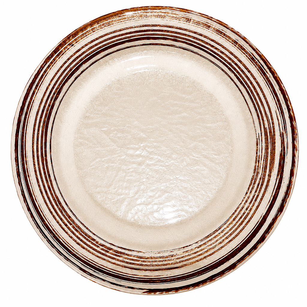 PLATO BASE DE VIDRIO BLANCO ROSA ORO IC1108-09