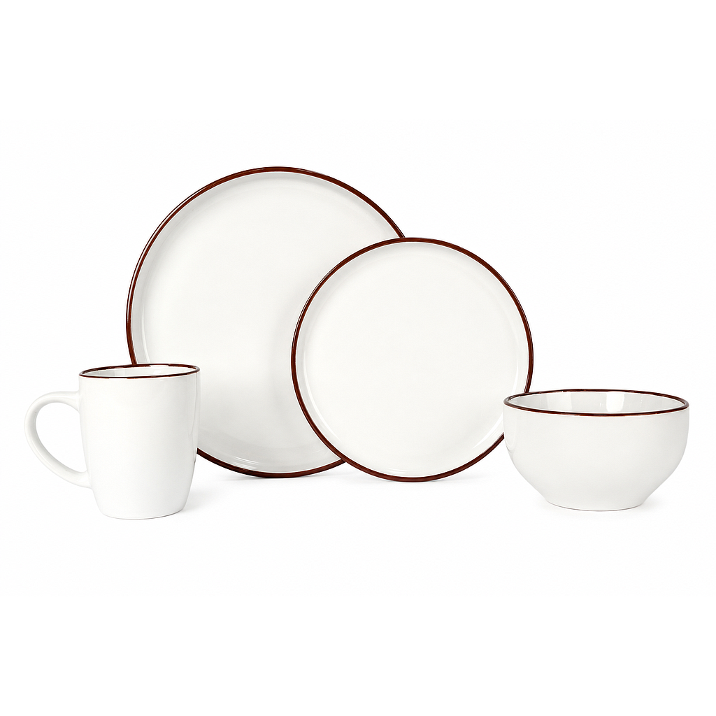VAJILLA BLANCO FILO CAFE 16PZS IC1540-06