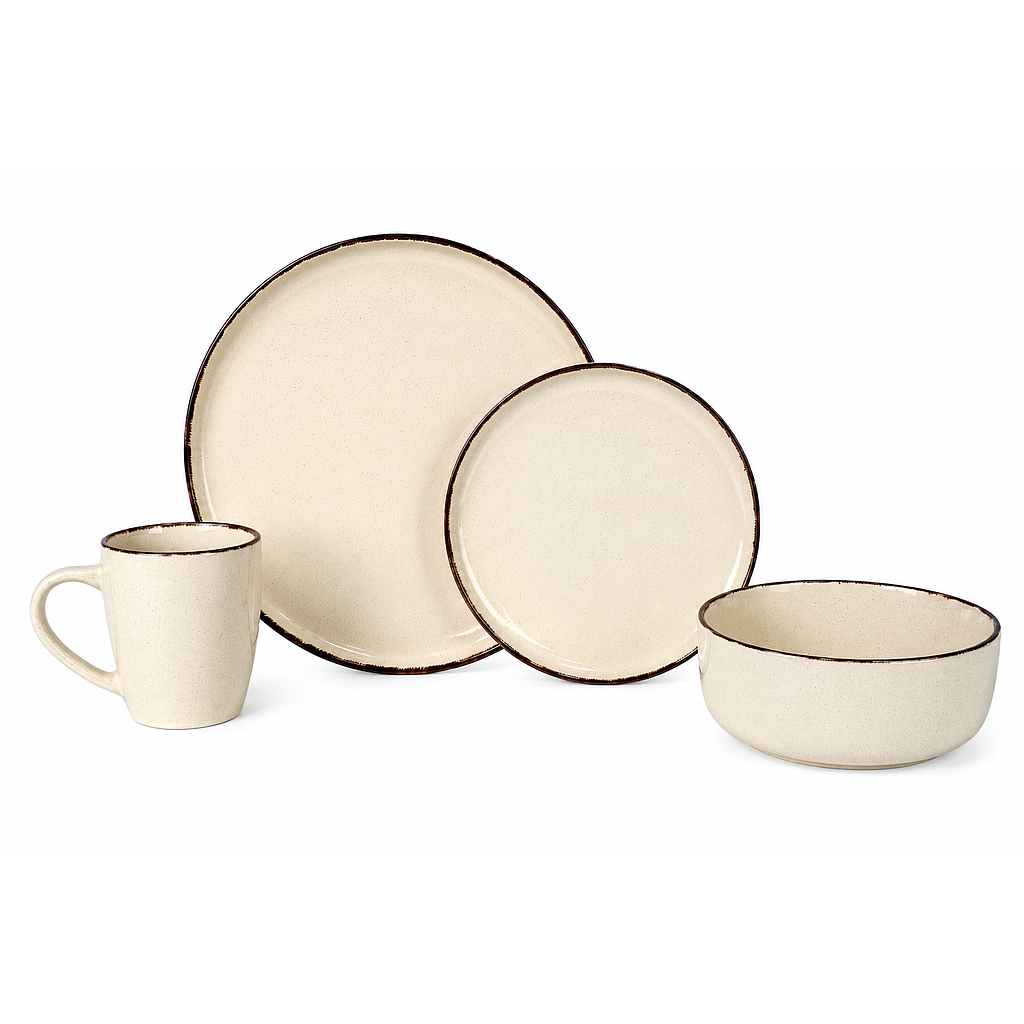 VAJILLA BEIGE FILO CAFE 16PZS IC1540-08