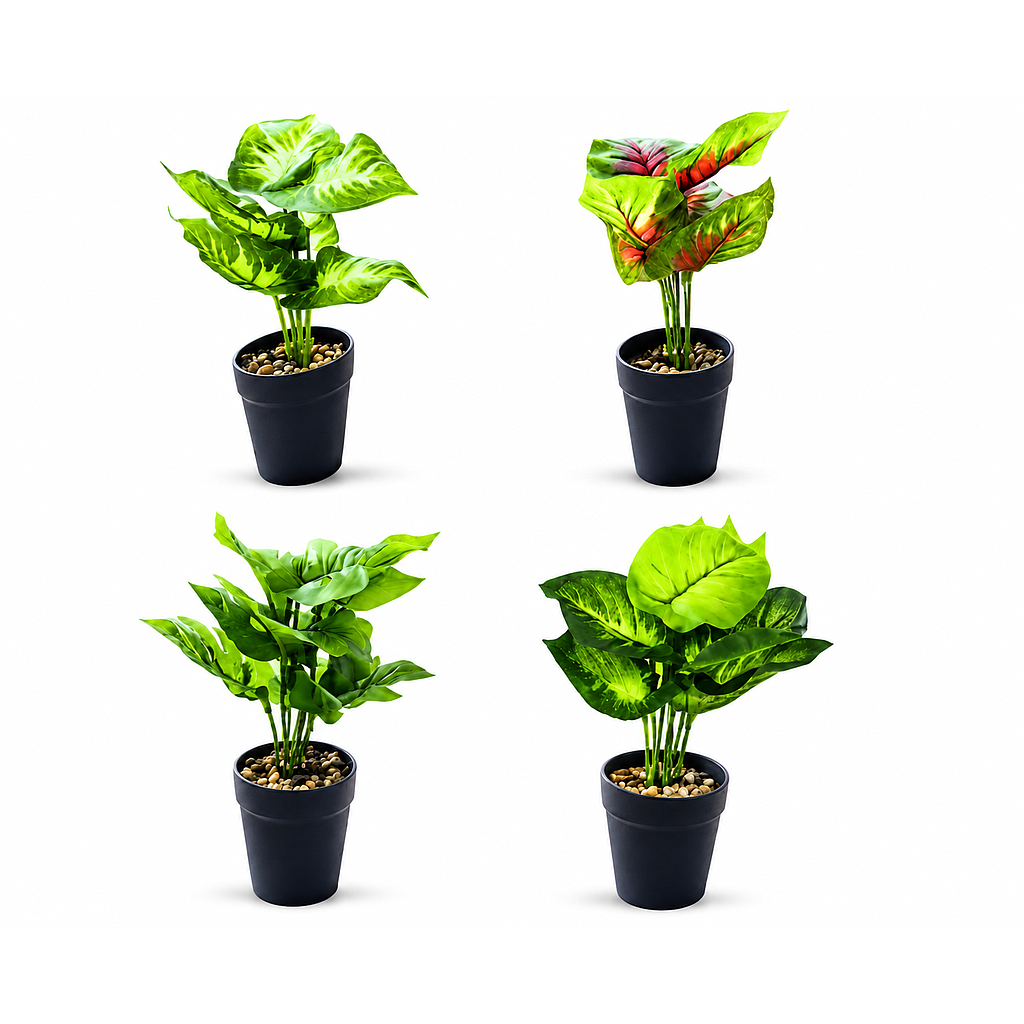 PLANTA ARTIFICIAL AGLAONEMAS VARIOS COLORES CON MACETA F24645 (20cm)