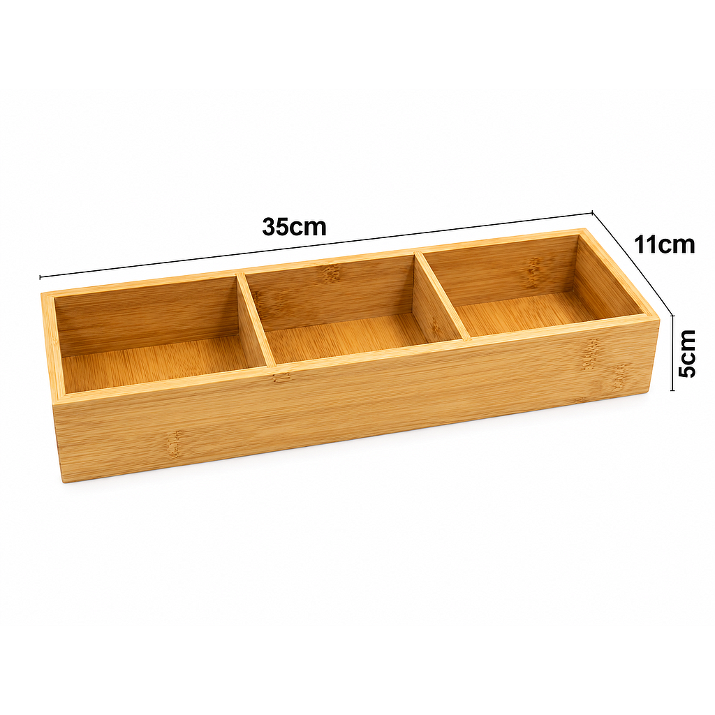 BANDEJA ORGANIZADORA MULTIUSO BAMBOO CON 3 DIVISIONES 820093 / SAN5458 (33 x 11 x 5cm)