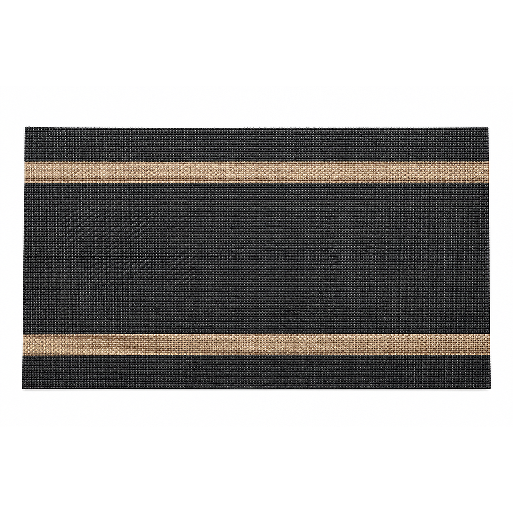 INDIVIDUAL PLASTICO NEGRO LINEAS CAFE  F24714A (30 x 45cm)