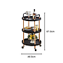 CARRITO ESTANTE NEGRO 3 NIVELES REDONDO RUEDAS ZWY-03M-NG (48 x 87cm) 2